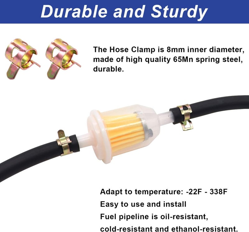 Tnisesm 4 Size Fuel Hose Line - 3/8" 5/16" 1/4" 3/16" ID Fuel Line Gas Tube Hose 3-Feet with 40Pcs Clamps for Small Engines Kawasaki EZGO Golf Cart Snowmobile Motorcycle ATV Tractor Lawn Mowers - Image 3